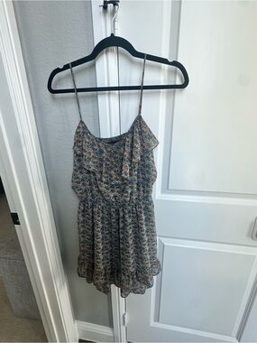 Zara Teal and Rust Floral Mini Dress